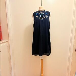 ASOS Navy Shift Dress with Blue Embellishments